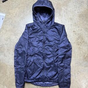 Lululemon Jacket Womens 4 Blue Hooded Puffer Full Zip Lightweight Nylon Athletic